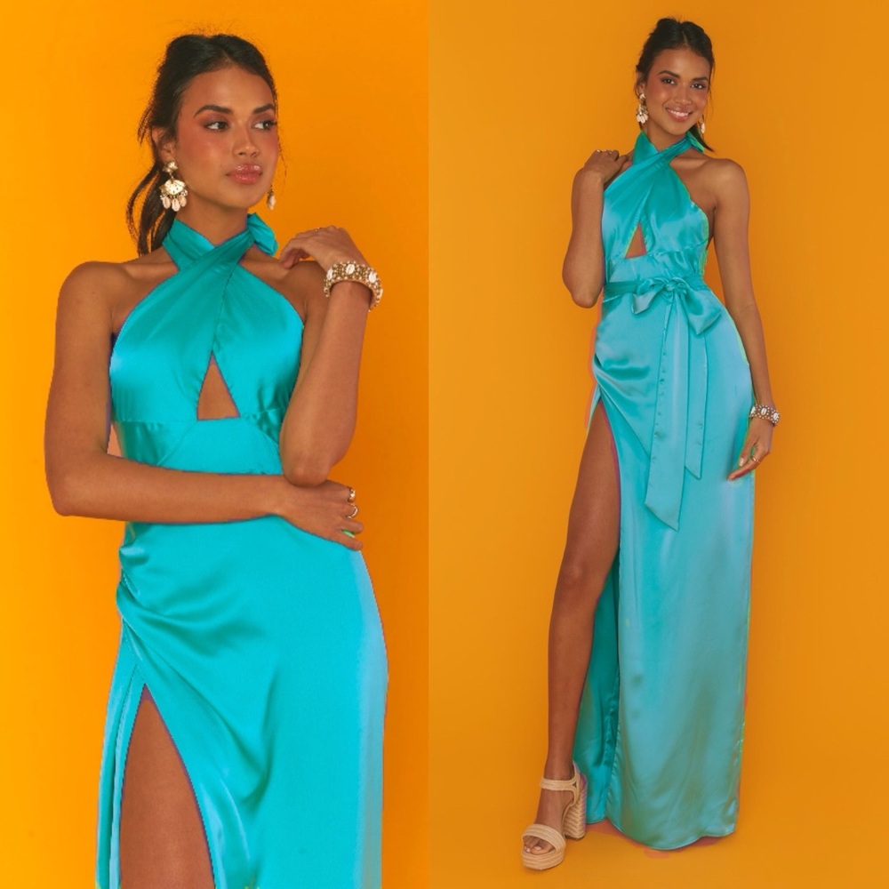 Show Me Your MuMu Aqua Maxi Dress